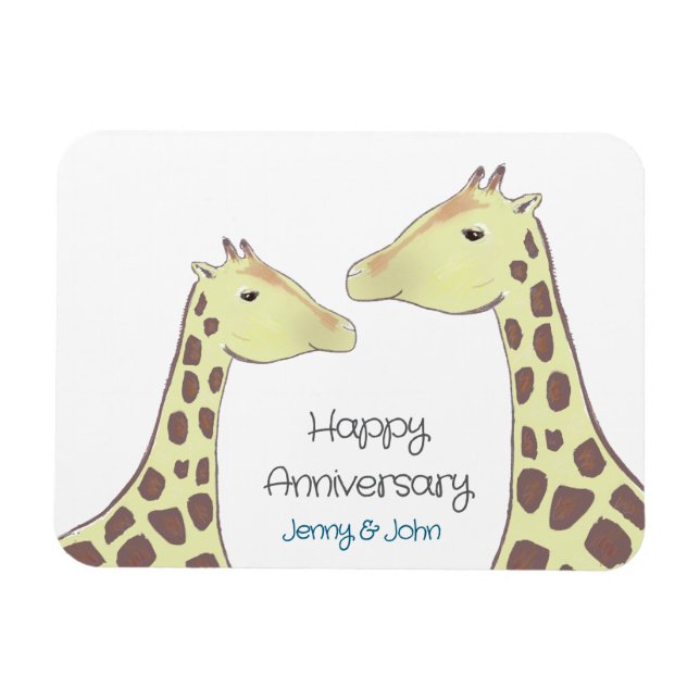 Giraffe Couple Wedding Anniversary Magnet (Horizontal)