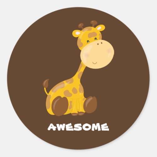 Giraffe custom praise school teacher safari brown classic round sticker