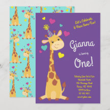 Giraffe Cute Kids 1st Birthday Party Girls