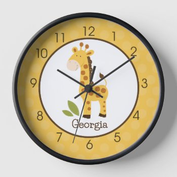 Giraffe Cute Kids Jungle Baby Nursery Wall  Clock by allpetscherished at Zazzle