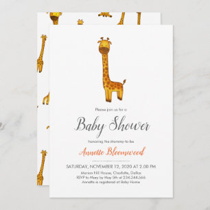 Giraffe Cute Minimalist Baby Shower Invitation
