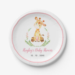Giraffe (Cute Safari Animal) Baby Shower Paper Plates