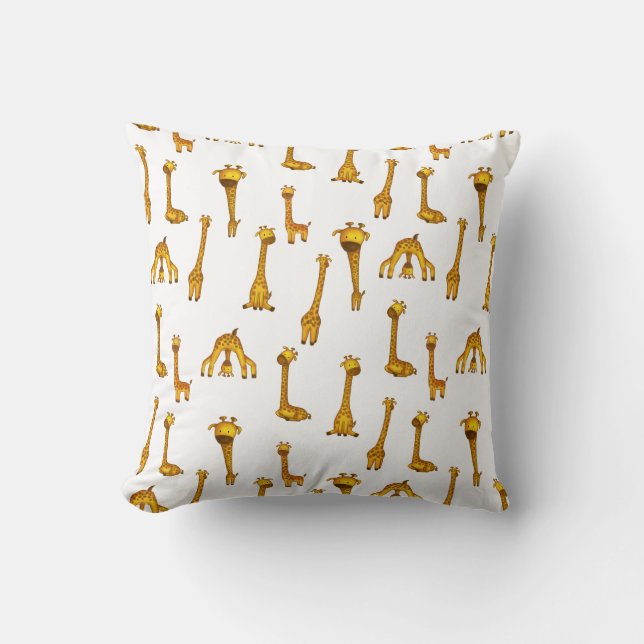 Giraffe Cute Safari Animal Pattern Throw Pillow (Front)