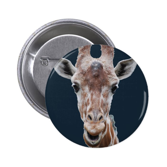 giraffe cutout navy pinback button