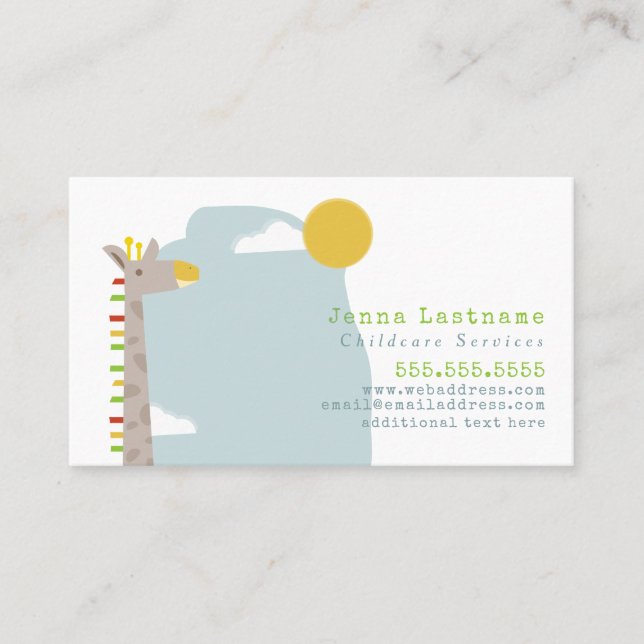 Giraffe Daycare Childcare Preschool Business Card (Front)