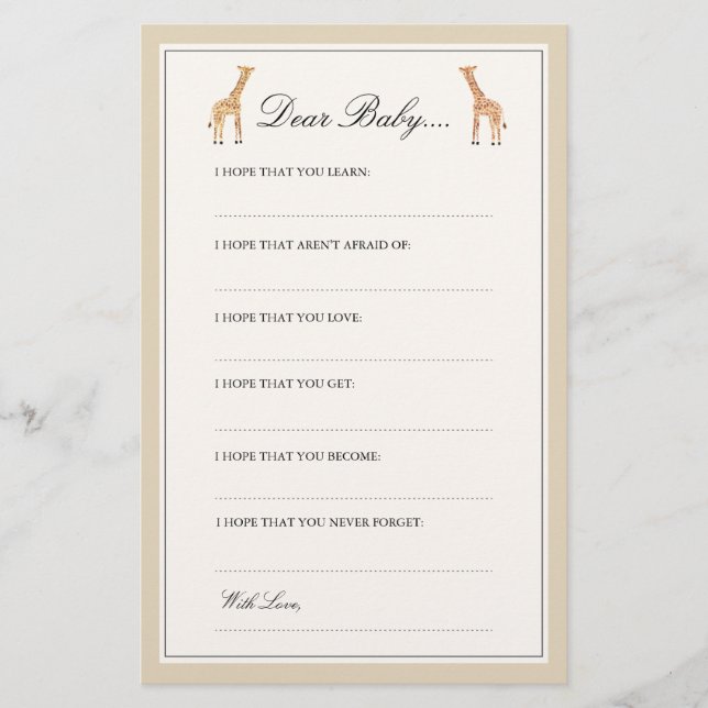 Giraffe | Dear Baby Cards (Front)