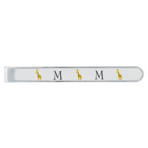 Giraffe Design Monogrammed Silver Finish Tie Bar