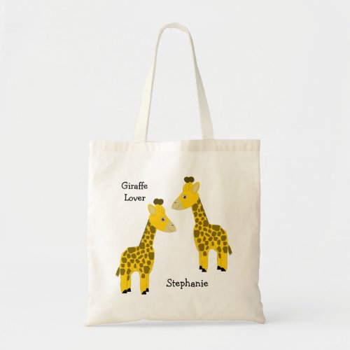 Giraffe Design Personalised Tote Bag
