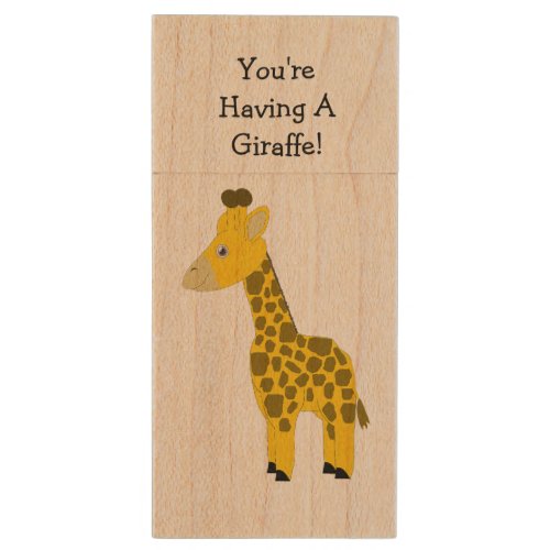 Giraffe Design Personalised Wood Flash Drive