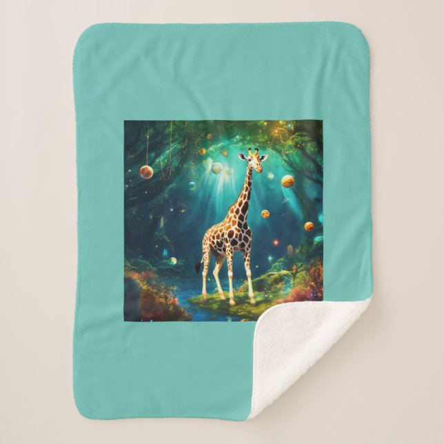 Giraffe Design Sherpa Blanket (Front)