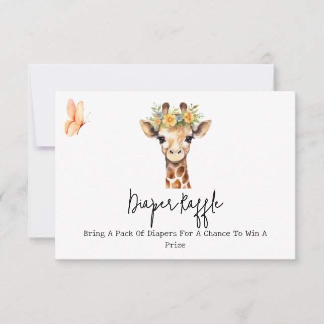 Giraffe diaper raffle card (Front)