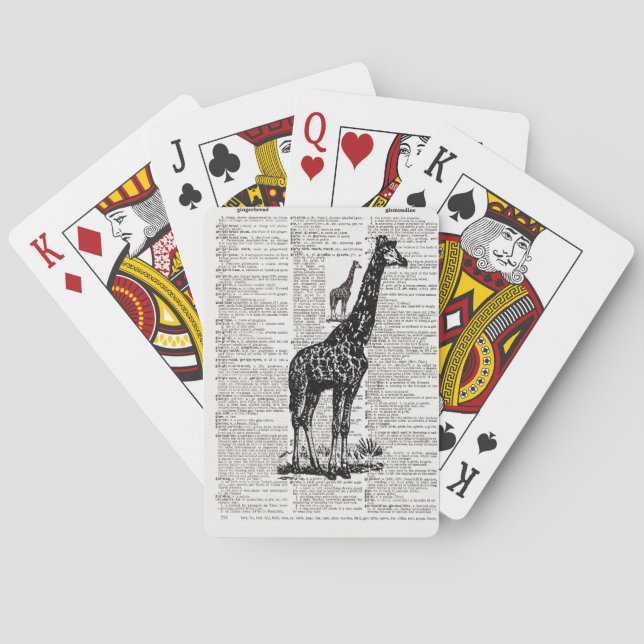Giraffe Dictionary Art Poker Cards (Back)