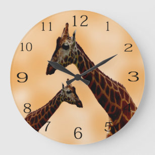 Giraffe Double Trouble,   Large Clock