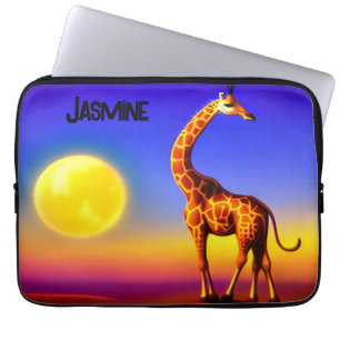Giraffe dreamscape/moon/stars editable laptop sleeve