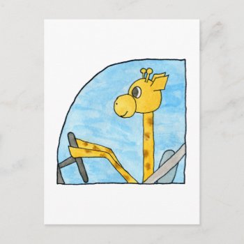 Giraffe Driving A Car. Postcard by Animal_Art_By_Ali at Zazzle