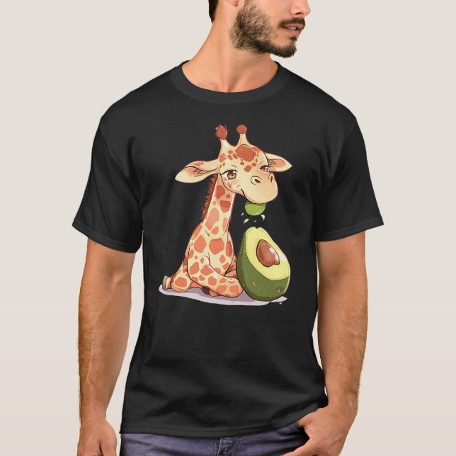 giraffe eating avocado, giraffe for men, giraffe f T-Shirt (Front)