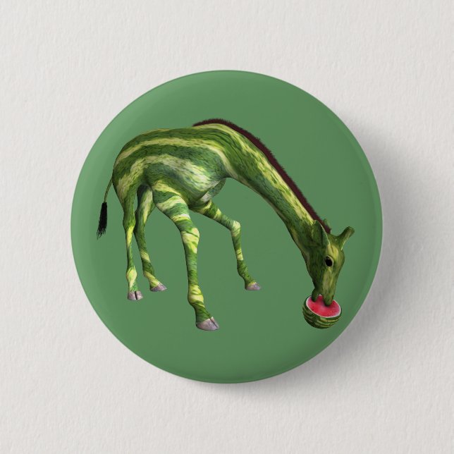 Giraffe Eating Watermelon Button (Front)