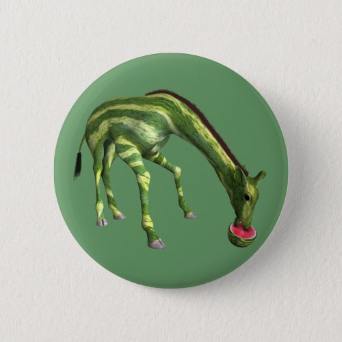 Giraffe Eating Watermelon Button