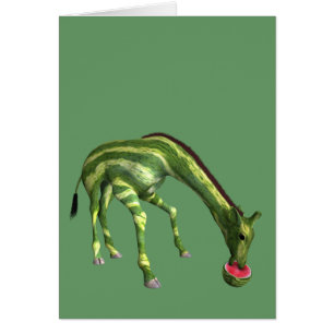 Giraffe Eating Watermelon Cards