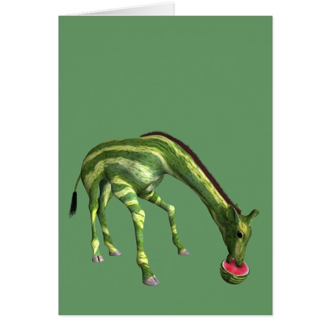 Giraffe Eating Watermelon Cards (Front)