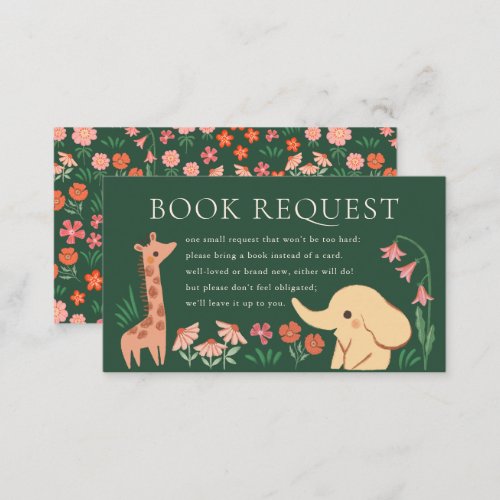 Giraffe Elephant Jungle Zoo Animal Book Request Enclosure Card