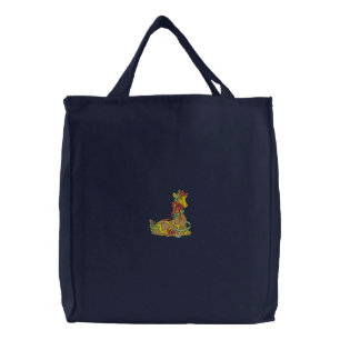 Giraffe Embroidered Tote Bag