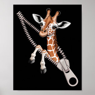 Giraffe Emerging From A Zipper Funny Costume Boys  Poster