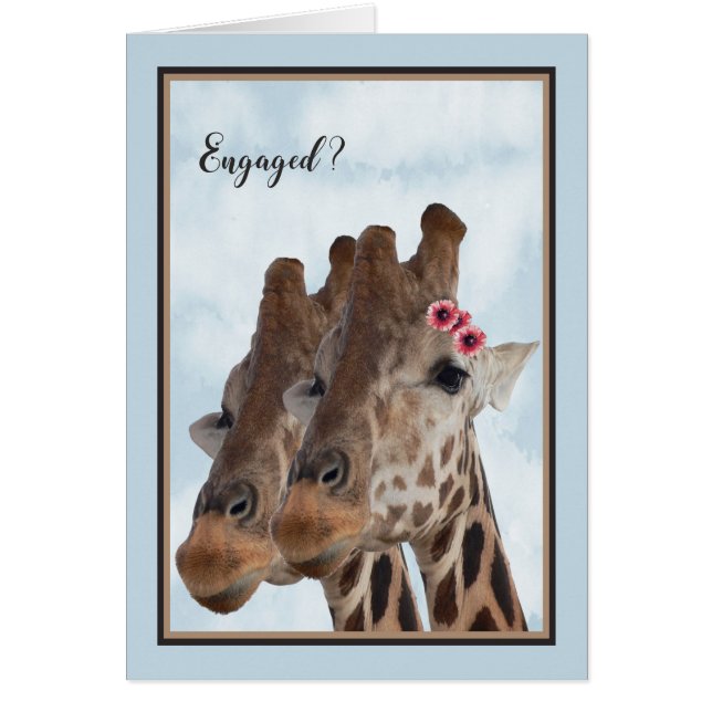 Giraffe Engagement Card, Zoo Party Cards (Front)
