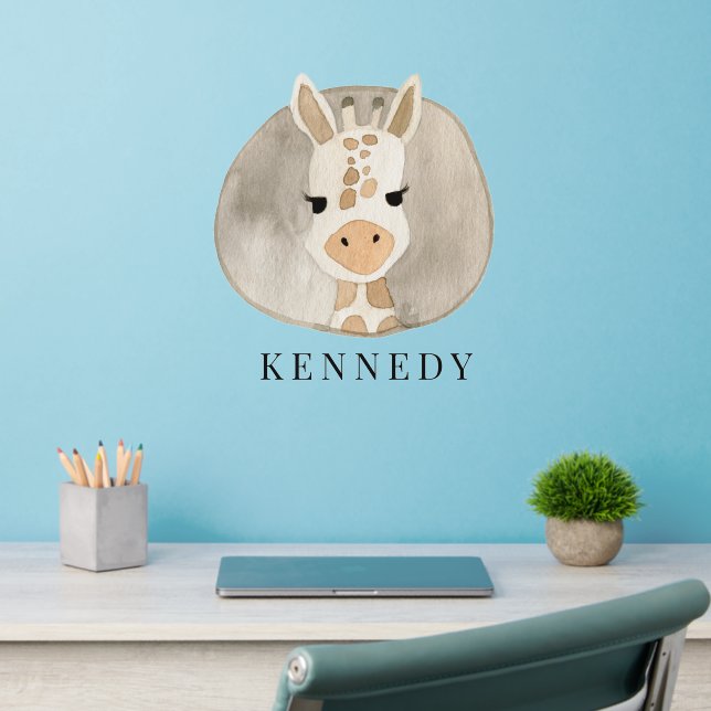 Giraffe Face Head Nursery Kids' Room Name Wall Decal (Home Office 2)