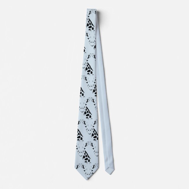 Giraffe Face Silhouette Neck Tie (Front)