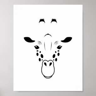 Giraffe Face Silhouette Poster