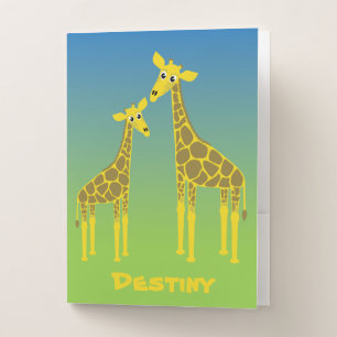 Giraffe family and lion pocket folder