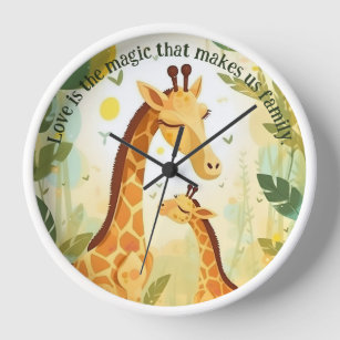 Giraffe Family   Animal   Wall Clock