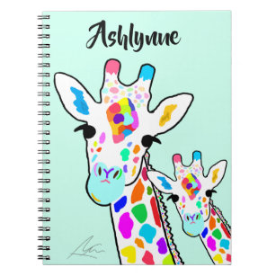 Giraffe Family Art Mint Notebook