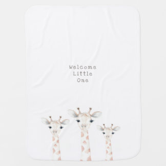 Giraffe Family Baby Blanket, Welcome Little One Baby Blanket