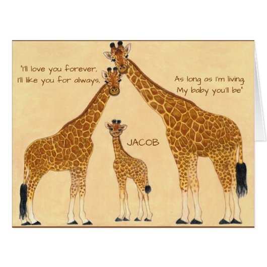 Giraffe Family - Birth Announcement (Front Horizontal)