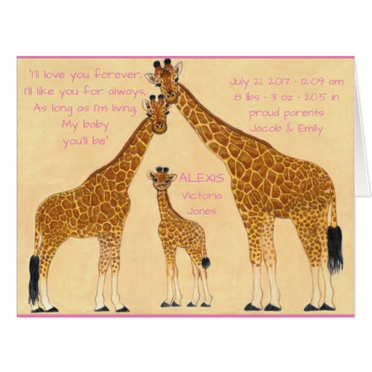 Giraffe Family - Birth Announcement (Front Horizontal)