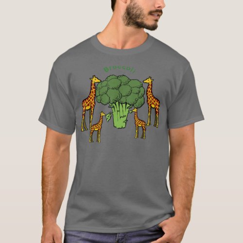 Giraffe Family Eating Broccoli Tree  T_Shirt