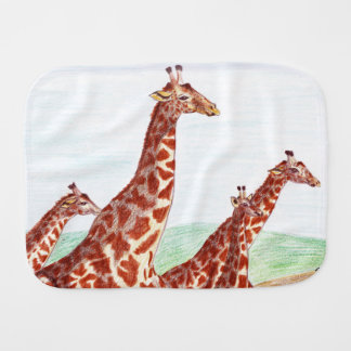 Giraffe Family Herd in the Savannah Burp Cloth