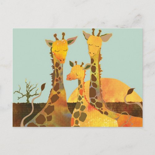 Giraffe Family in Africa Postcard