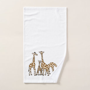 Giraffe Family In Brown and Beige Hand Towel