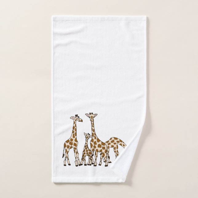 Giraffe Family In Brown and Beige Hand Towel (Hand Towel)