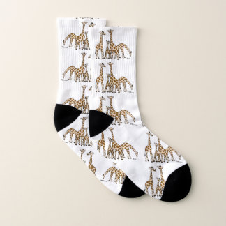 Giraffe Family In Brown and Beige Socks
