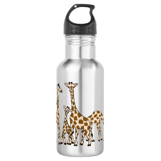 Giraffe Family In Brown and Beige Water Bottle