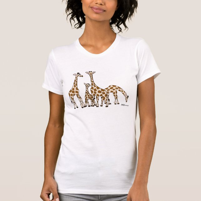 Giraffe Family In Brown and Beige Woman's Tshirt (Front)