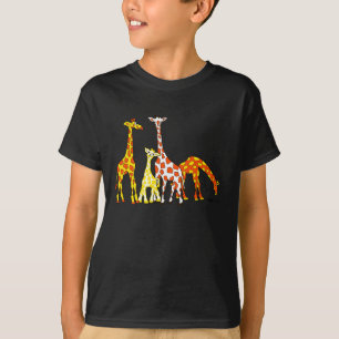 Giraffe Family In Orange and Yellow Kid's Tshirt