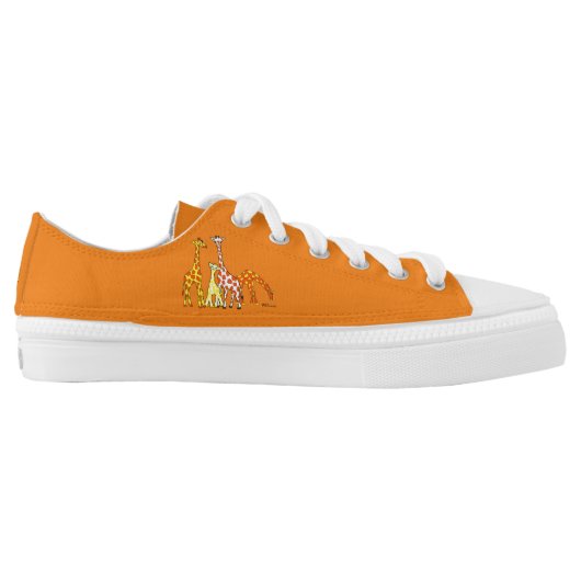 Giraffe Family In Orange and Yellow Lowtop Shoes (Left Shoe Inside)