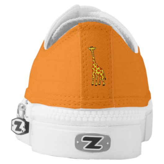 Giraffe Family In Orange and Yellow Lowtop Shoes (Left Shoe Back)