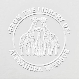Giraffe Family Library Book Name Embosser
