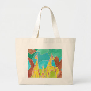 Giraffe Family Original Abstract Art Large Tote Bag